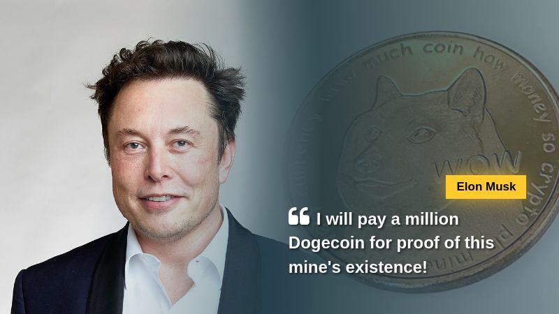 Elon Musk says 'I will pay a million Dogecoin for proof of this mine's existence!' via Crypto News Flash, tags: 1 emerald - CC