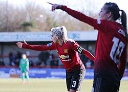 Manchester United's first women's team's captain Alex Greenwood (left), with her now successor Katie Zelem (right)., tags: okx nft - CC BY-SA