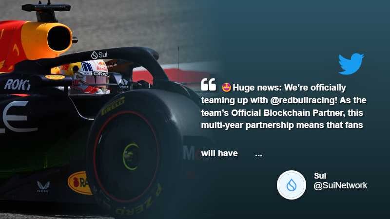 🤩Huge news: We’re officially teaming up with @redbullracing!

As the team’s Official Blockchain Partner, this multi-year partnership means that fans will have even more exciting ways to connect with Oracle Red Bull Racing. 🏎️, tags: mysten labs sui - @SuiNetwork (twitter)